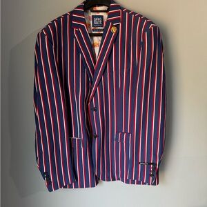 OppoSuits Vibrant Striped Blazer - Navy and Red